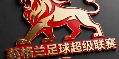 英格兰足球超级联赛官方授权标识,狮子图案与文字组合