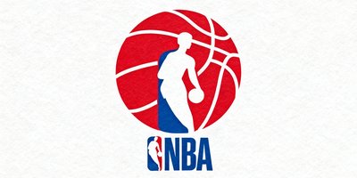 NBA官方合作伙伴徽标,红蓝配色篮球剪影图案
